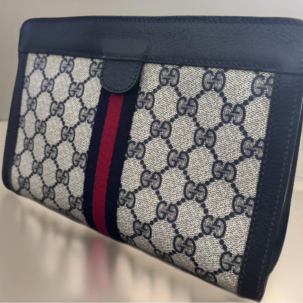 Gucci GG monogram Navy Blue clutch bag